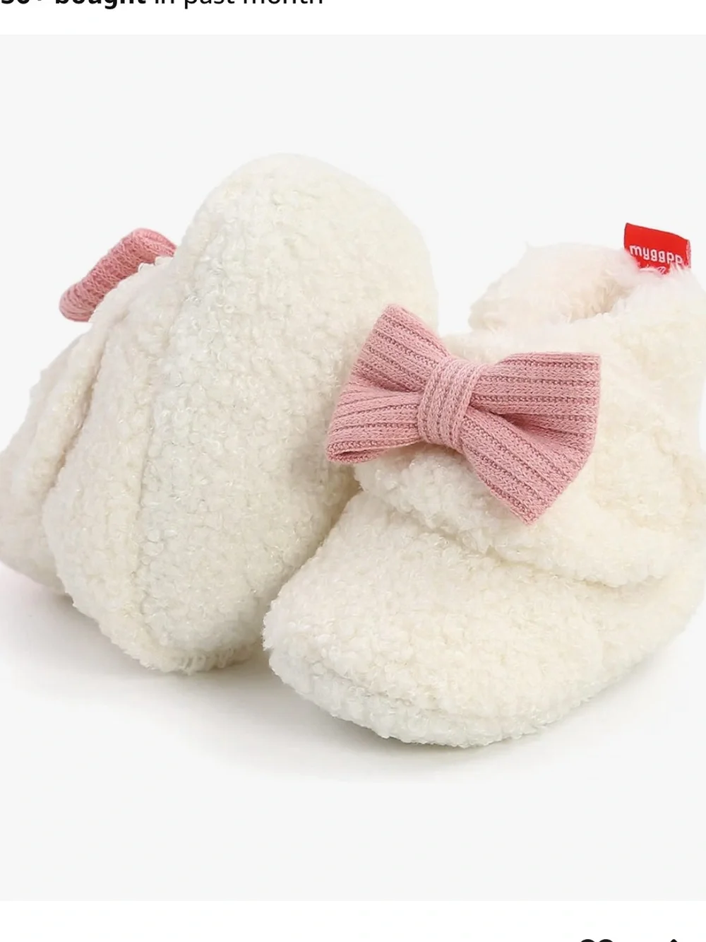 NWT Ohwawadi Infant Baby Girls Sherpa Bow Booties